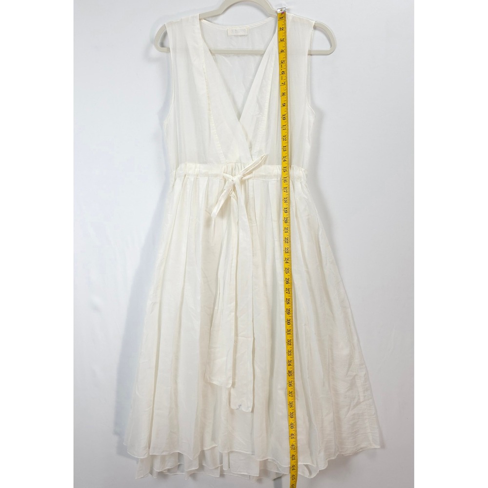 CP Shades Off White Dress Women S Cotton Silk Tie Waist Quiet Luxury Feminine - Picture 4 of 14